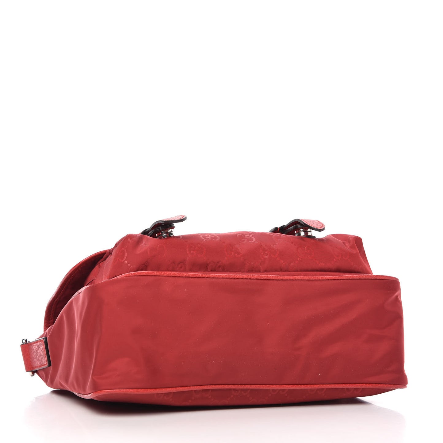 Nylon Monogram Double Buckle Flap Messenger Bag Vibrant Red