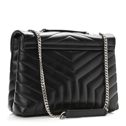 Saint Laurent Calfskin Y Quilted Monogram Medium Loulou Chain Satchel Black 3 of 9