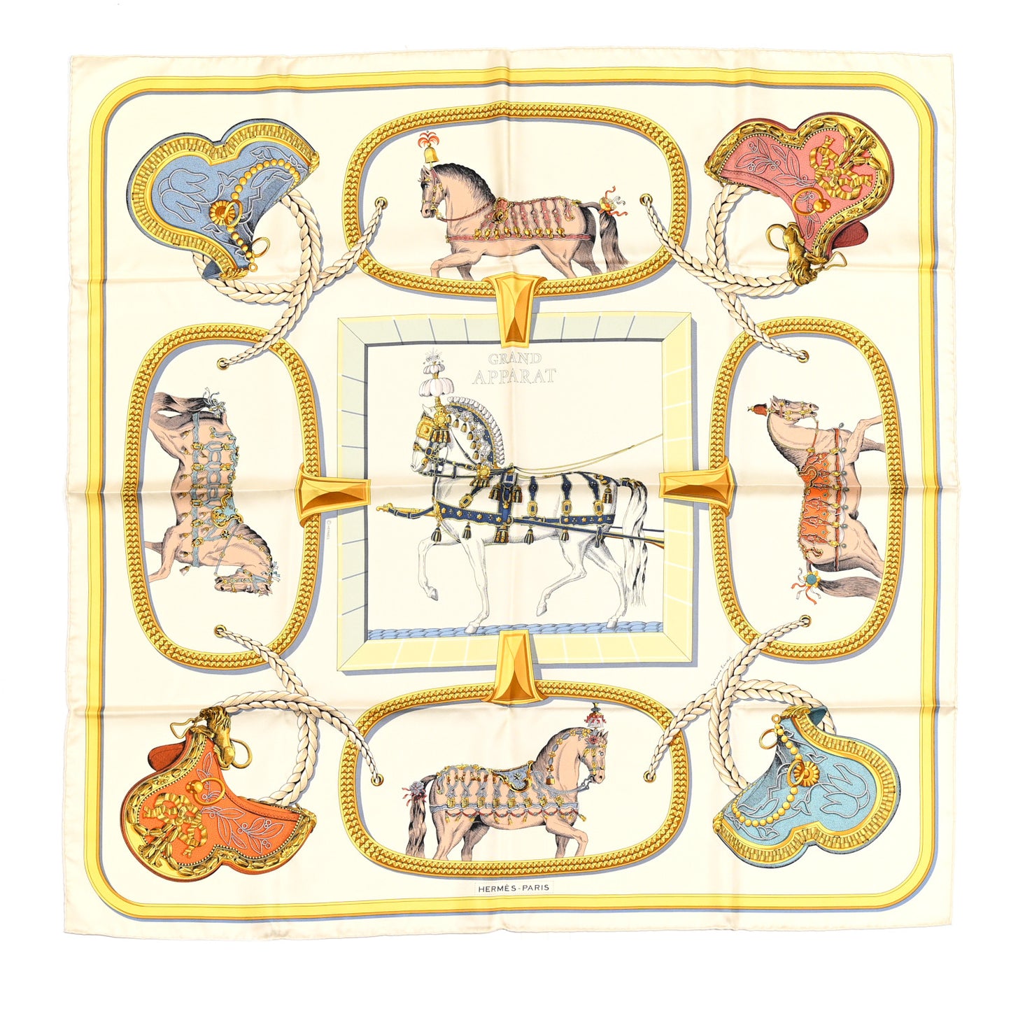 Silk Grand Apparat Forever Scarf 90 Creme Gold Multicolore