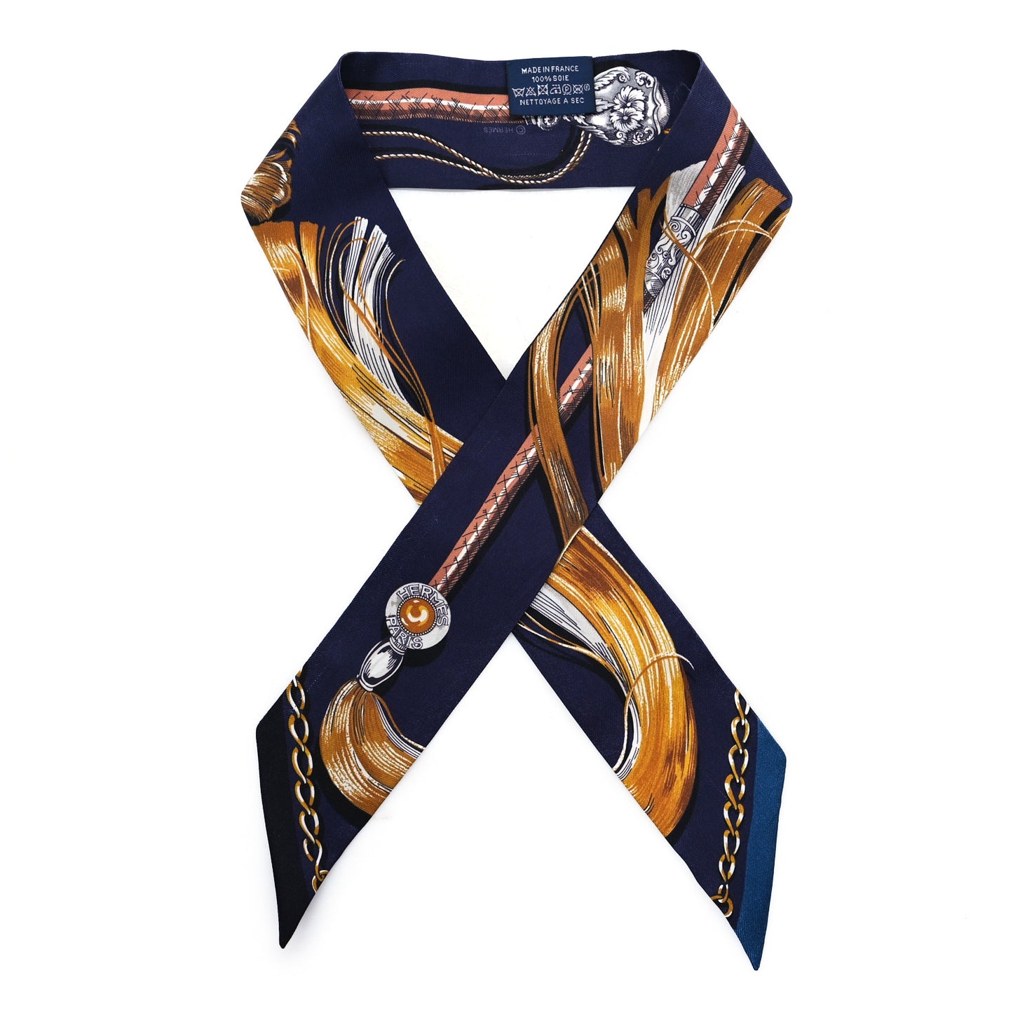 Silk Cavalcades Twilly Marine Caramel White