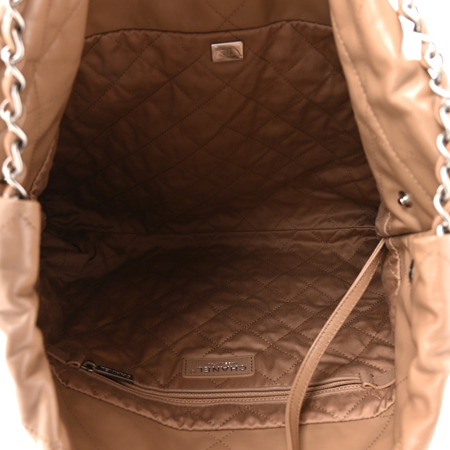 Shiny Calfskin Quilted Chanel 22 Beige