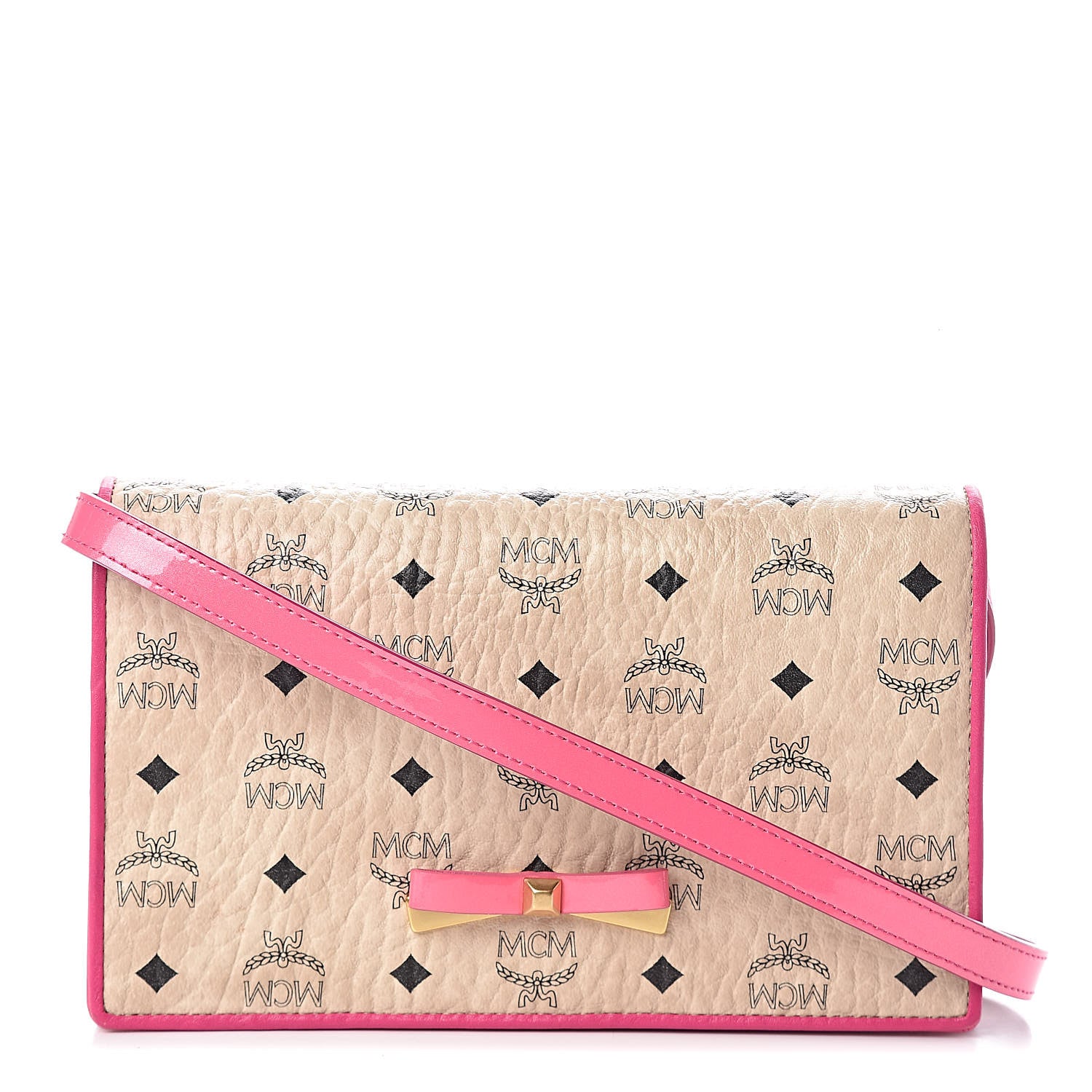 MCM Visetos Mina Crossbody Bag Beige Pink 1 of 8