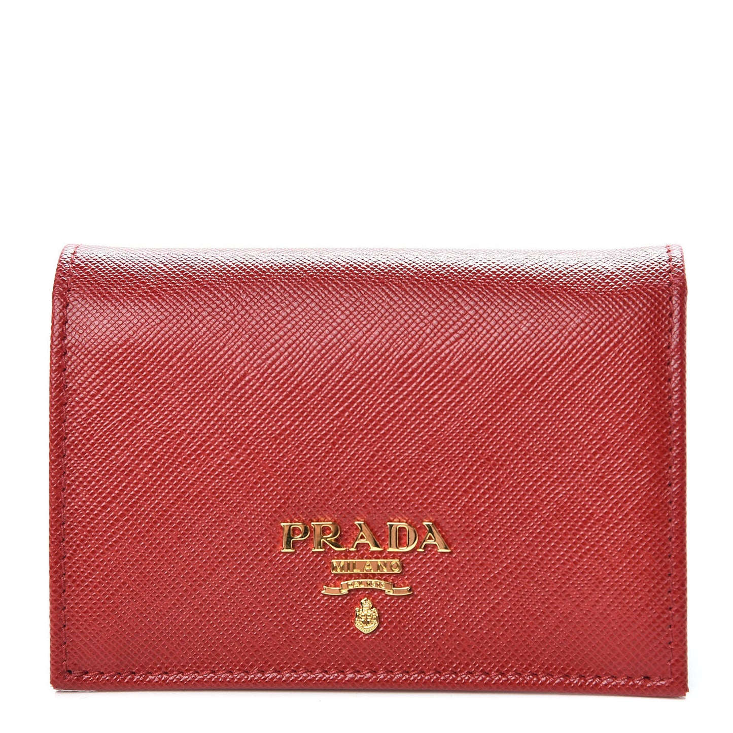 Saffiano Metal Bi-Fold Card Holder Wallet Fuoco
