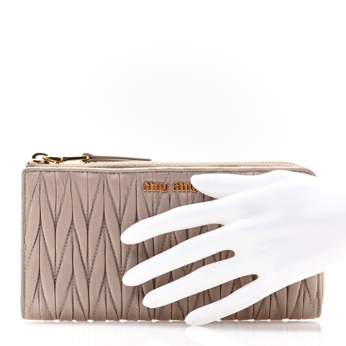 Nappa Matelasse Zip Around Wallet Pomice