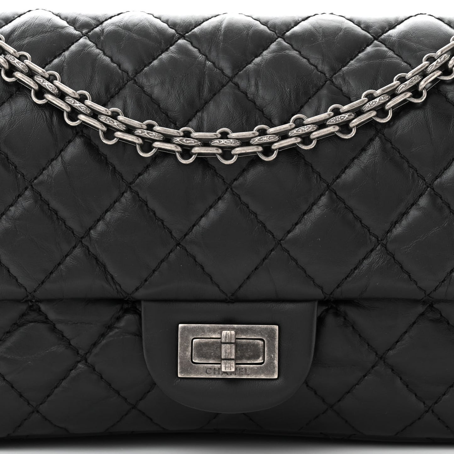 Aged Calfskin Quilted 2.55 Reissue 225 Flap Black