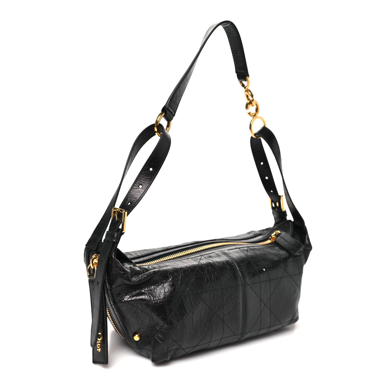 Christian Dior Crinkled Calfskin Macrocannage Medium D-Journey Bag Black 3 of 10
