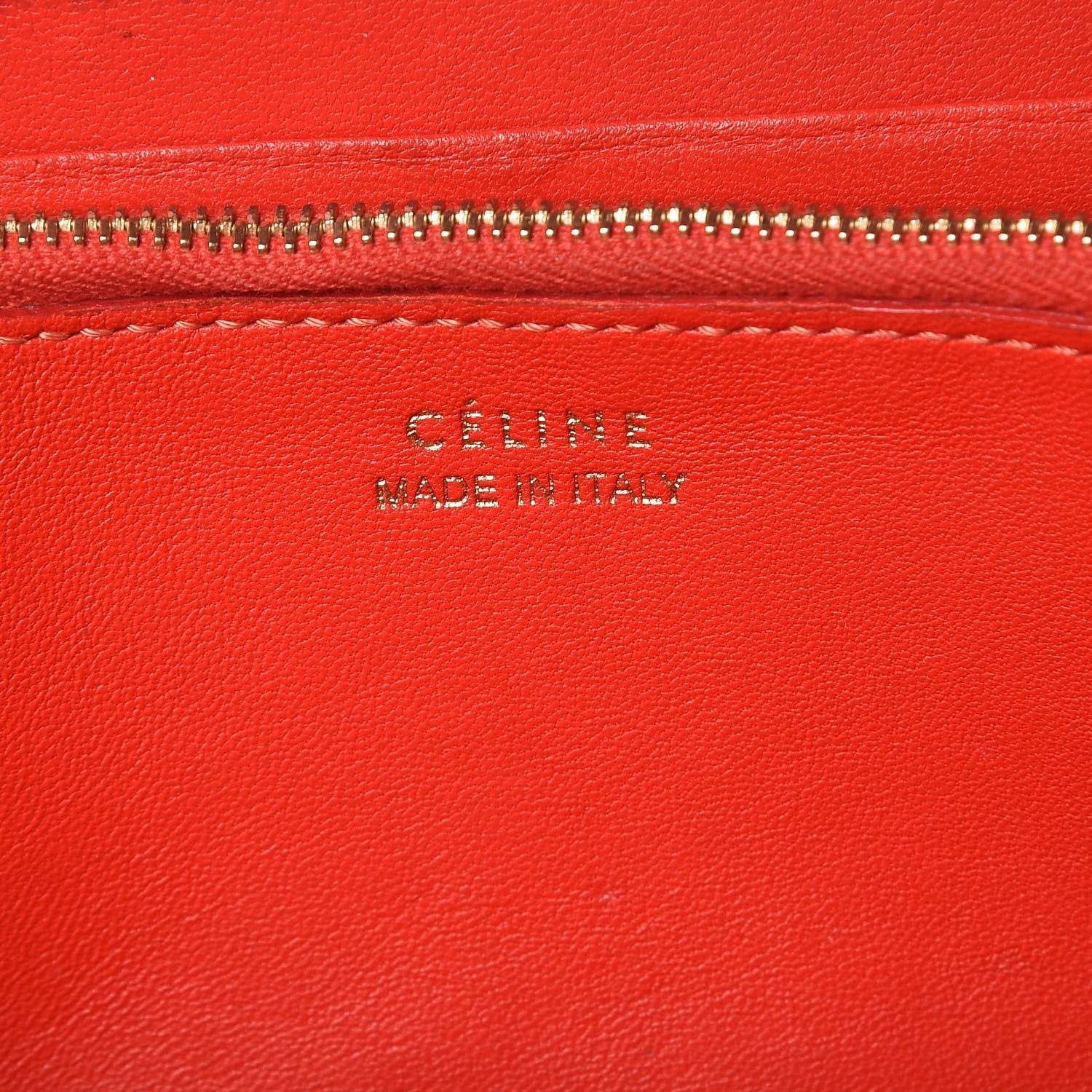 Celine Drummed Calfskin Large Zip Around Multifunction Wallet Coquelicot 20 of 26