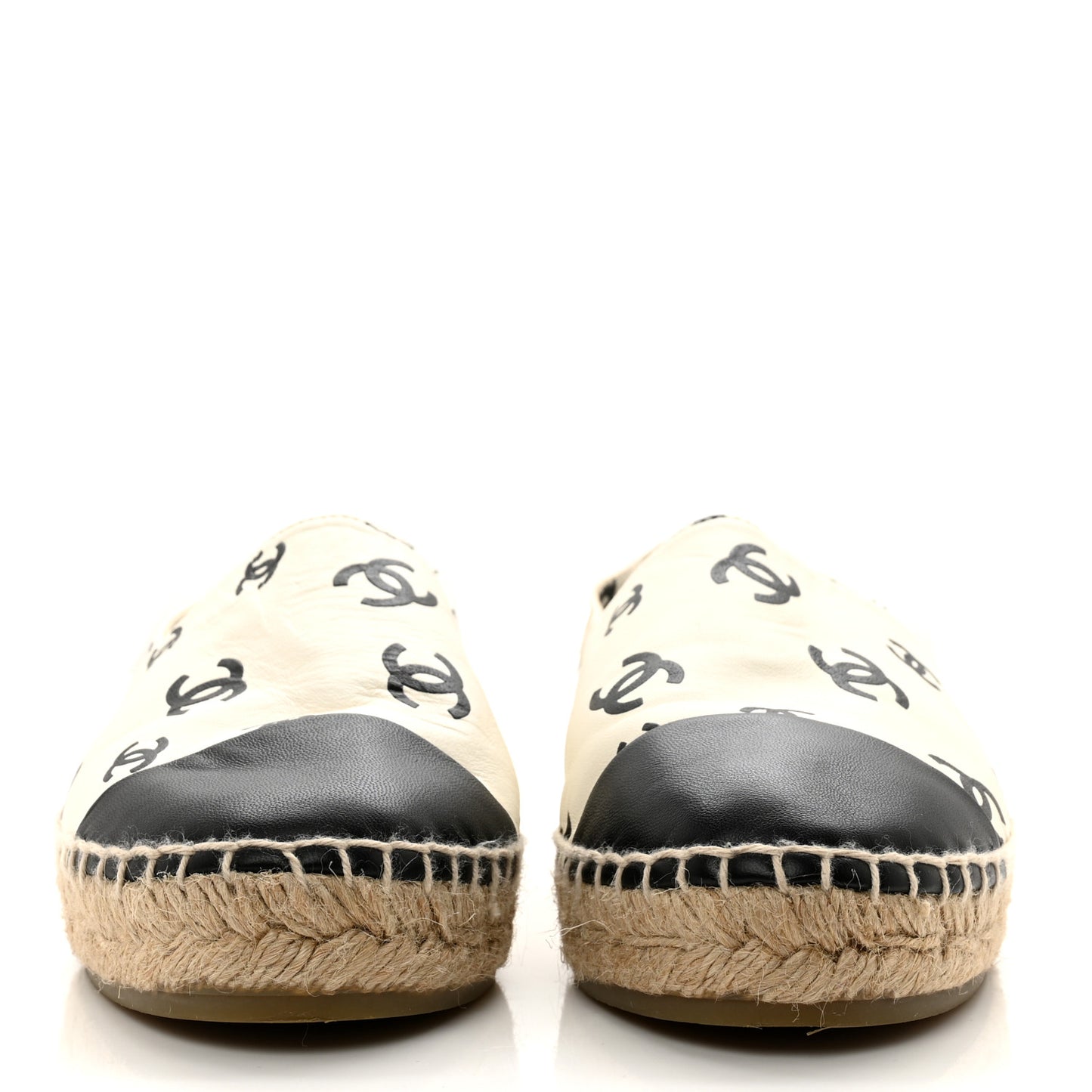 Lambskin Printed CC Espadrilles 39 White Black