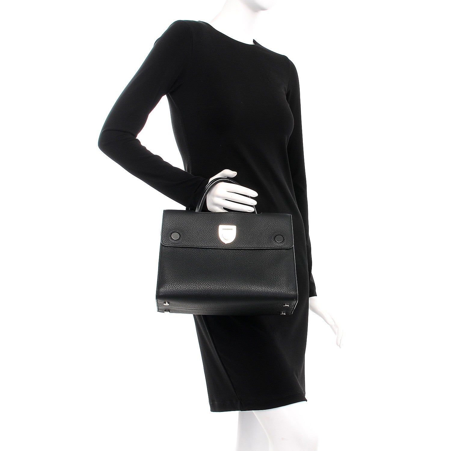 Christian Dior Grained Calfskin Medium Diorever Flap Black 3 of 7