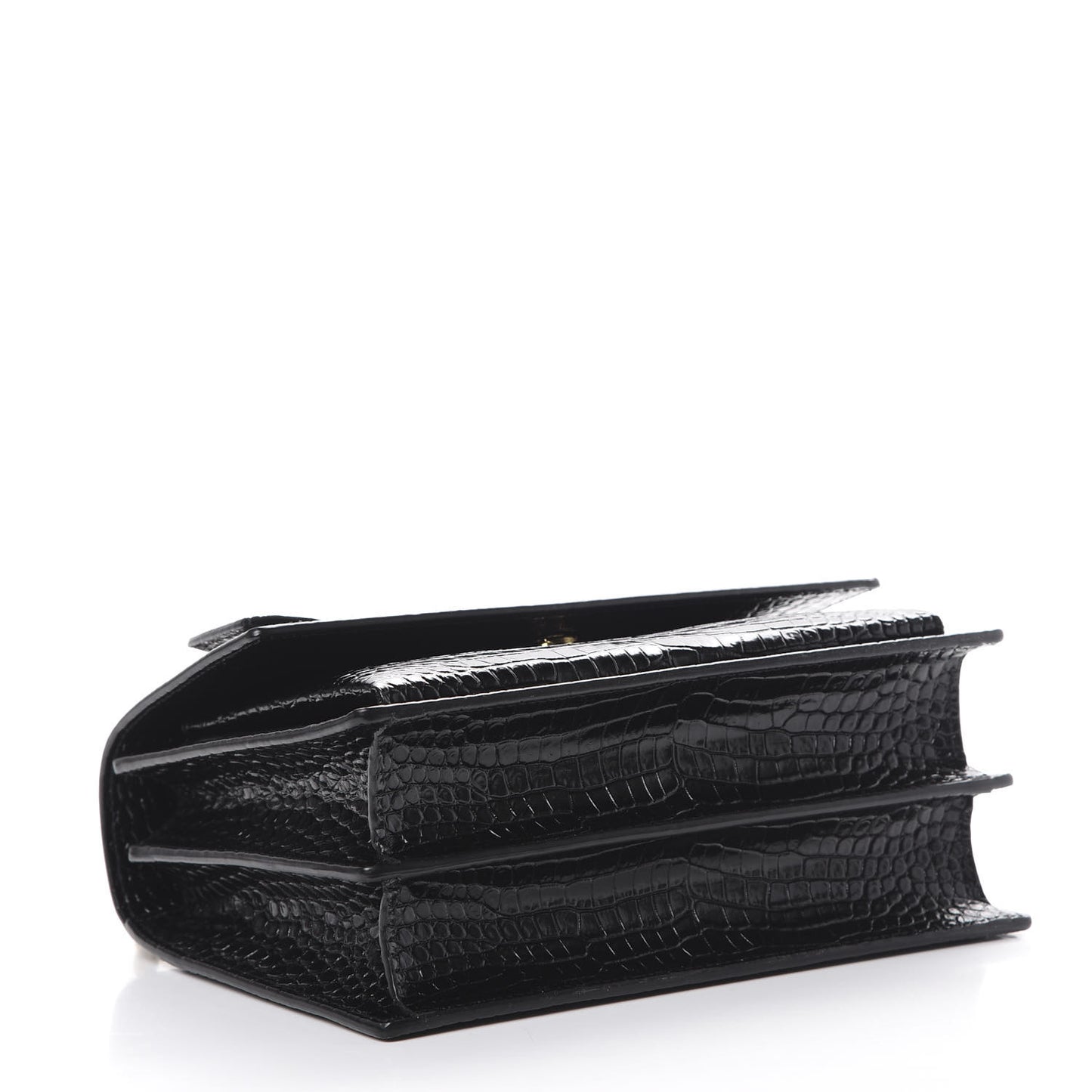 Calfskin Crocodile Embossed Medium Monogram Sunset Black