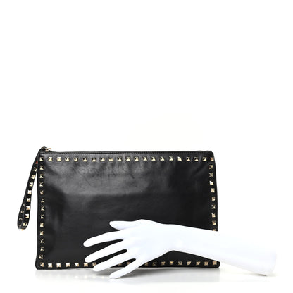 Valentino Garavani Vitello Large Rockstud Zip Wristlet Pouch Black 2 of 6