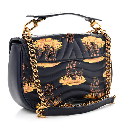 Louis Vuitton Calfskin Leopard Print New Wave Chain MM Navy 4 of 11