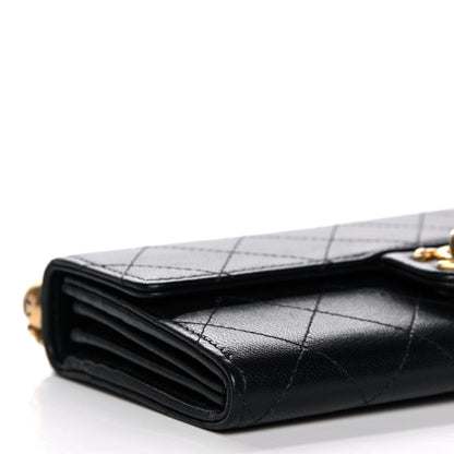 Chanel Goatskin Quilted Chic Pearls Clutch With Chain Black 10 of 12
