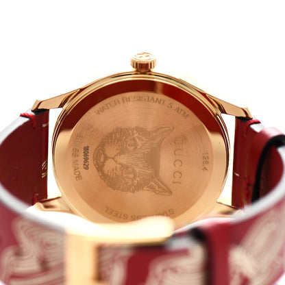 Gucci Stainless Steel Calfskin 38mm G-Timeless Butterfly Quartz Watch Red 4 of 5