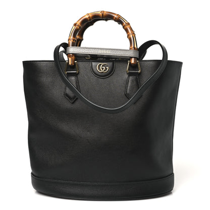 Gucci Calfskin Small Diana Round Tote Bag  Black Grey 1 of 10