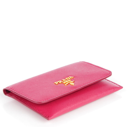 Prada Saffiano Metal Flap Card Holder Ibisco 4 of 11