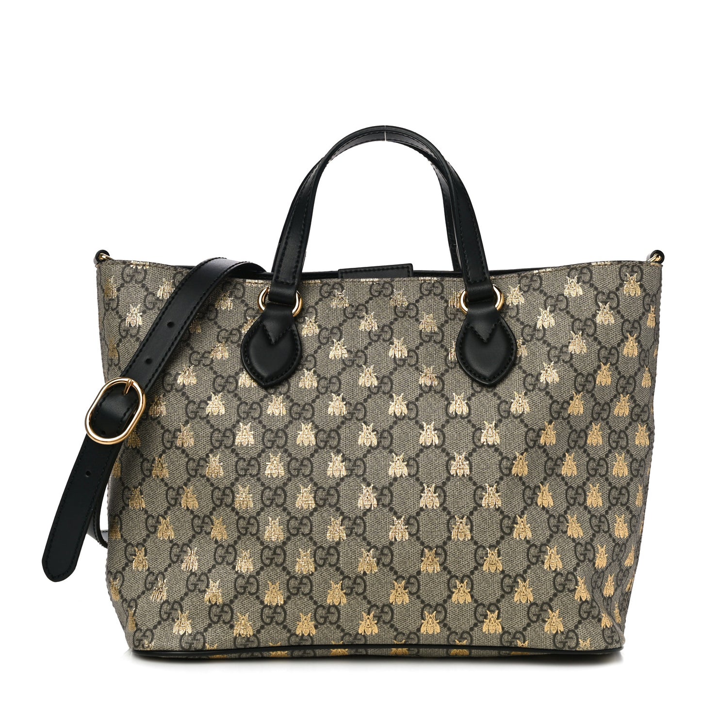 Soft GG Supreme Monogram Bees Small Crossbody Tote Beige Oro Black