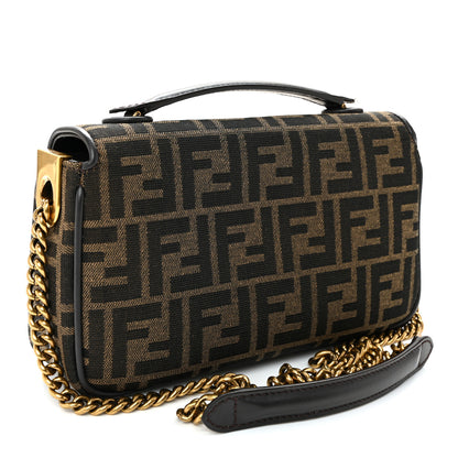Fendi Fabric Jacquard FF 1974 Midi Chain Baguette Tobacco Moro 3 of 9
