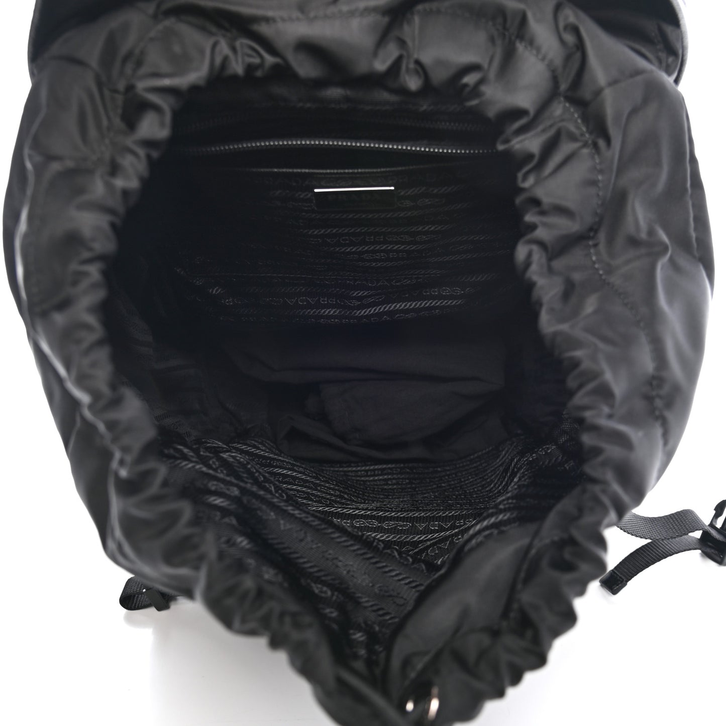 Tessuto Nylon Impunturato Double Buckle Backpack Ardesia Black