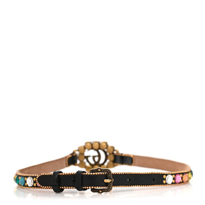 Gucci Calfskin Crystal Embellished Double G Choker Necklace Multicolor 2 of 3