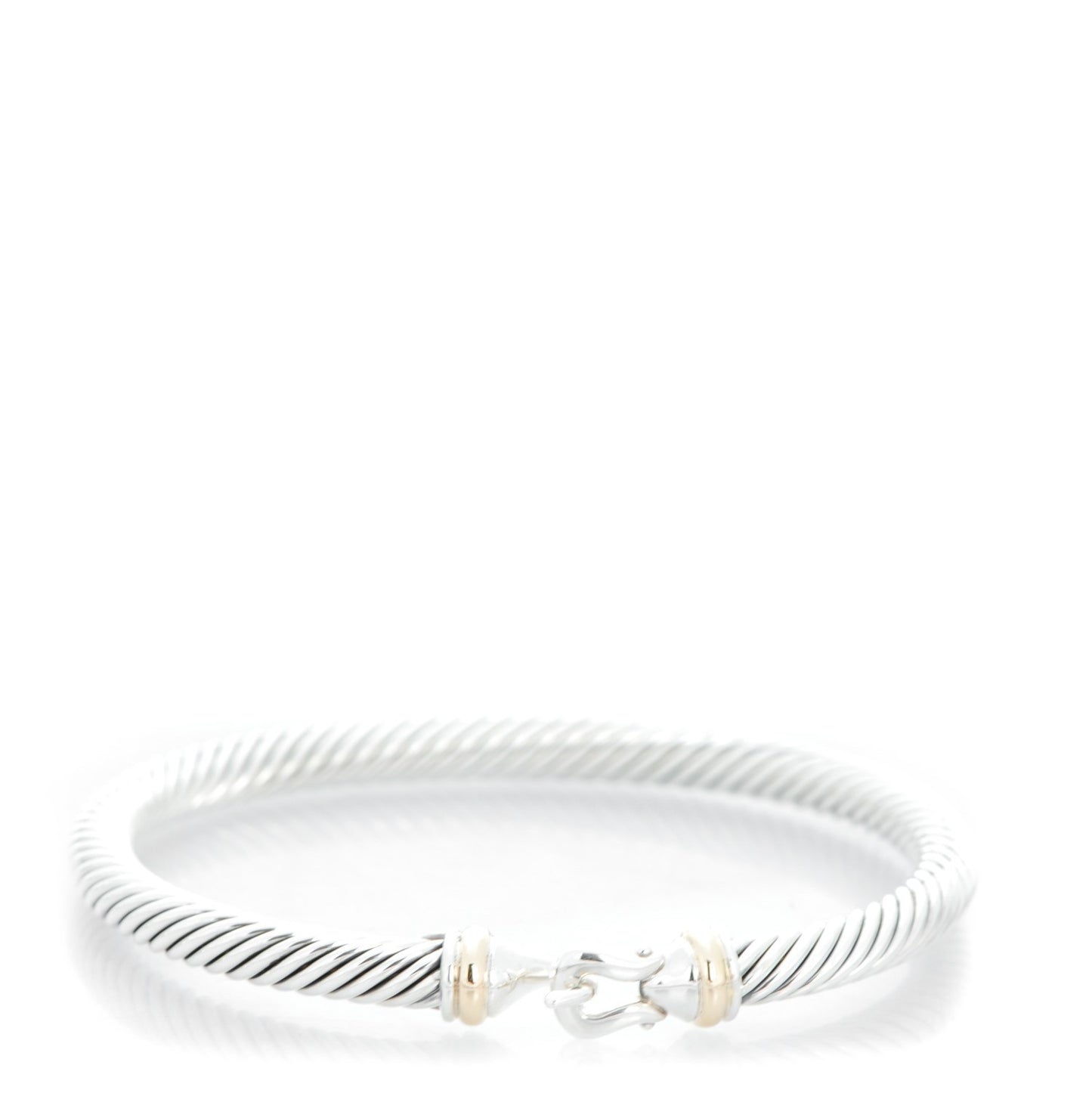 Sterling Silver 18K Yellow Gold 5mm Cable Classic Buckle Bracelet