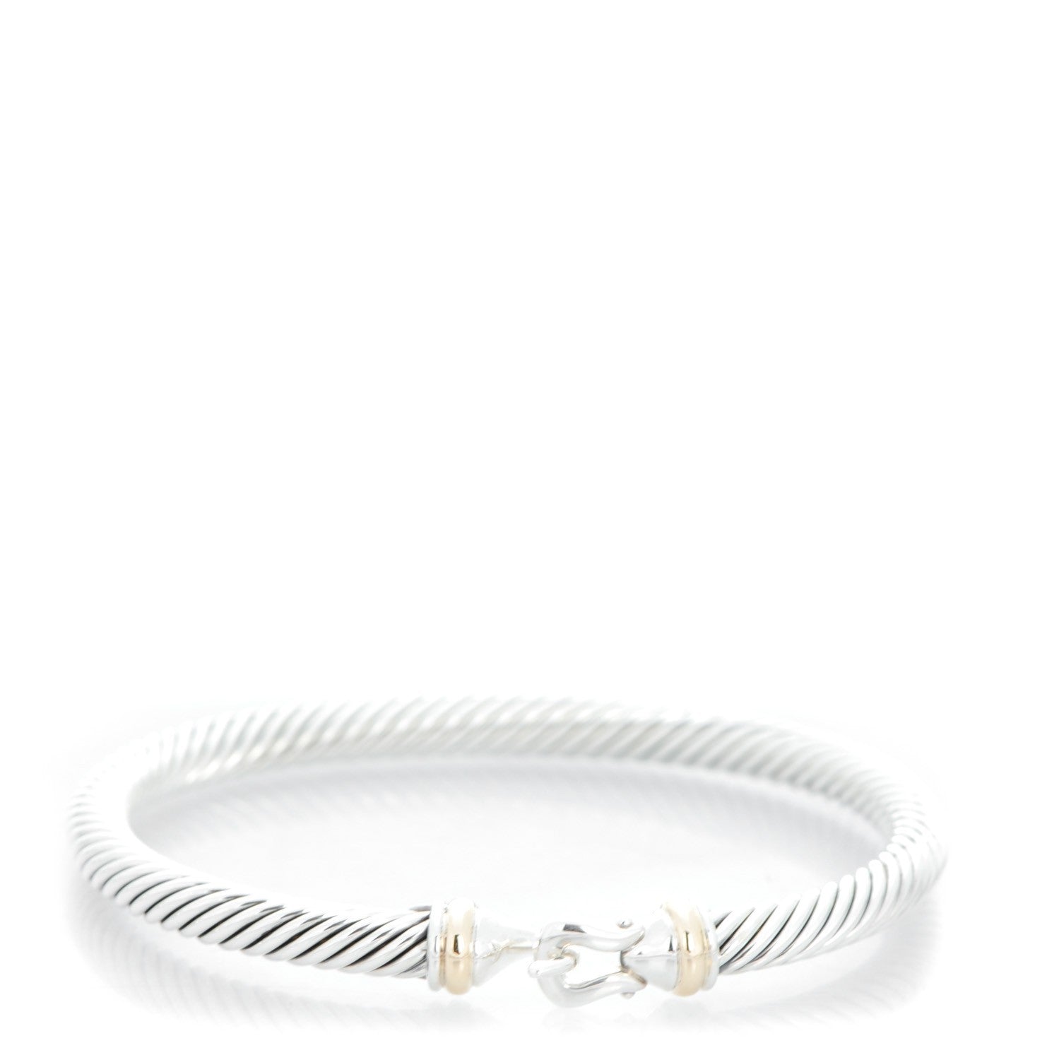 David Yurman Sterling Silver 18K Yellow Gold 5mm Cable Classic Buckle Bracelet 1 of 6