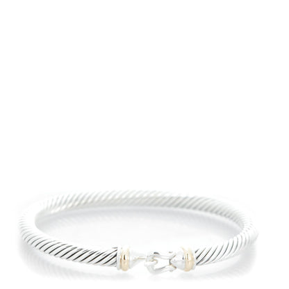 David Yurman Sterling Silver 18K Yellow Gold 5mm Cable Classic Buckle Bracelet 1 of 6