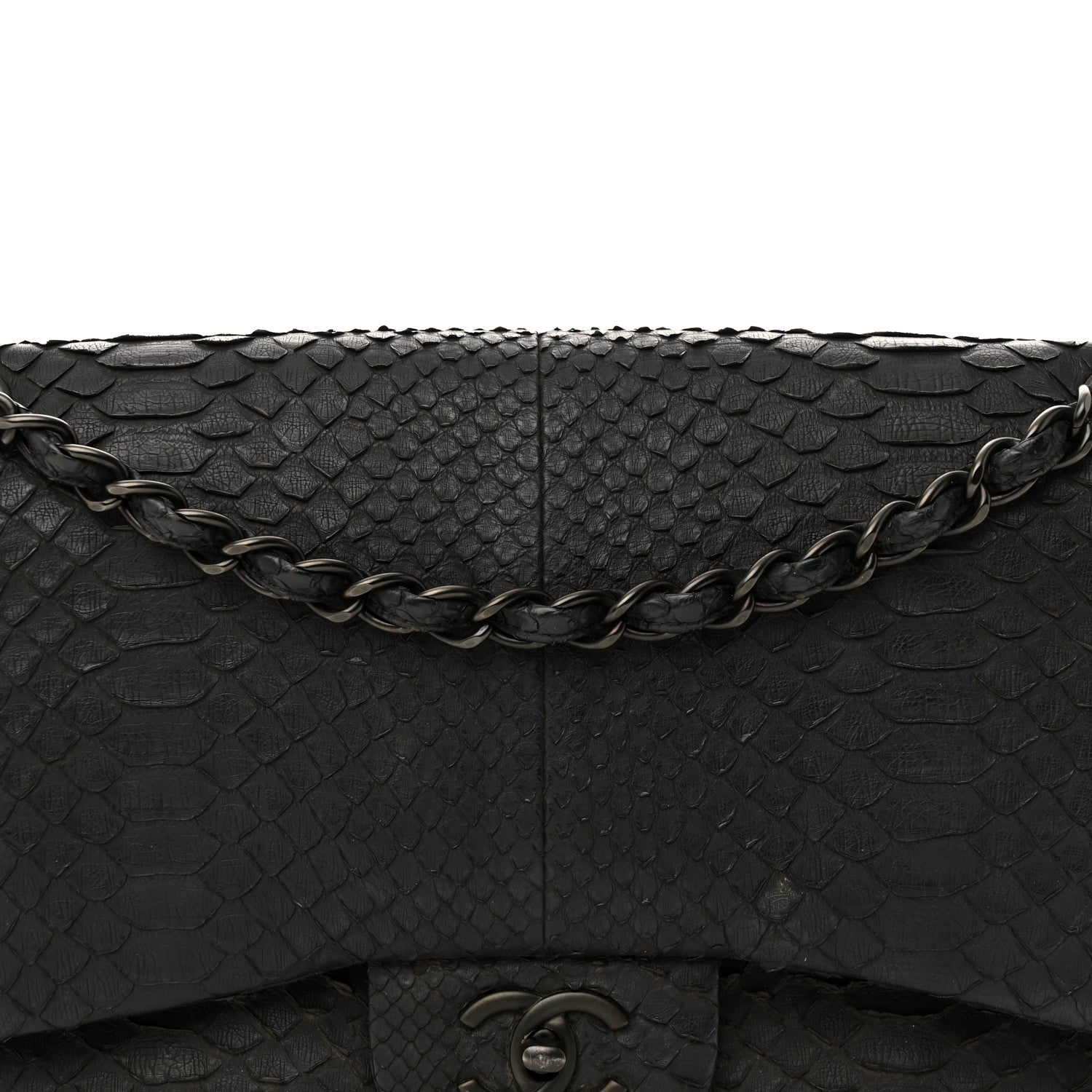 Chanel Snakeskin Jumbo Double Flap So Black 7 of 22