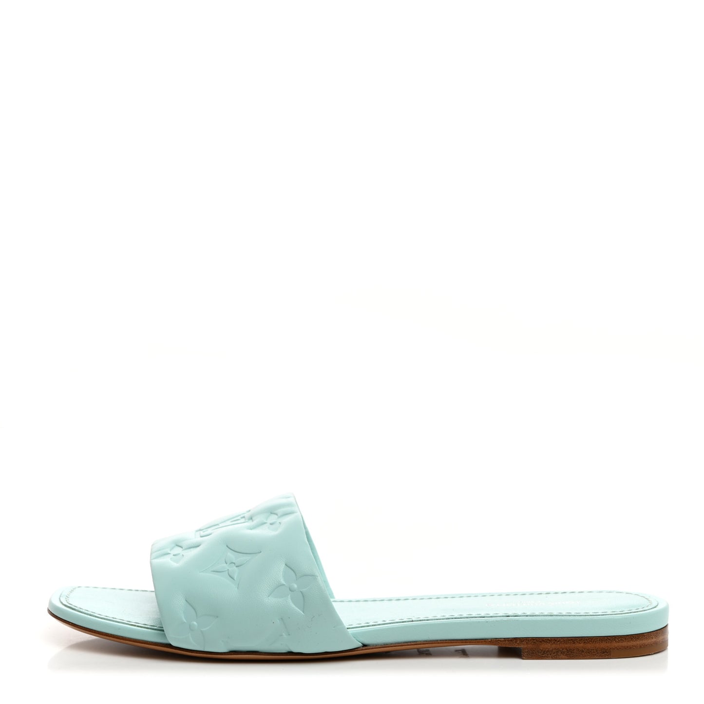 Lambskin Embossed Monogram Revival Flat Mules 37.5 Vert D'eau Green