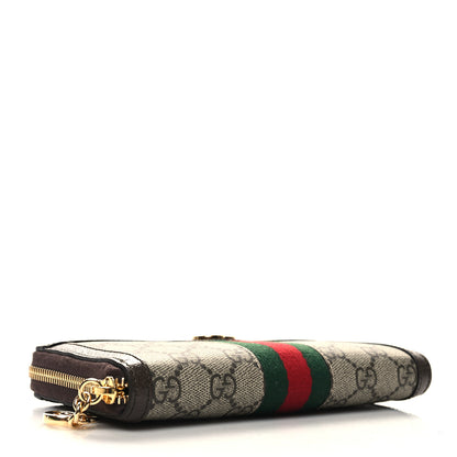 Gucci GG Supreme Monogram Web Ophidia Zip Around Wallet Brown 4 of 9