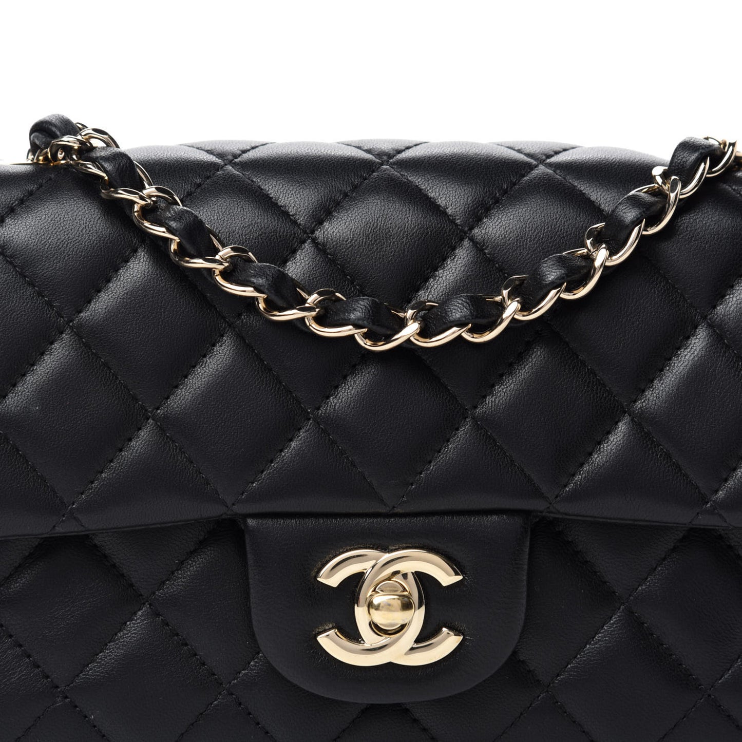 Lambskin Quilted Mini Rectangular Flap Black