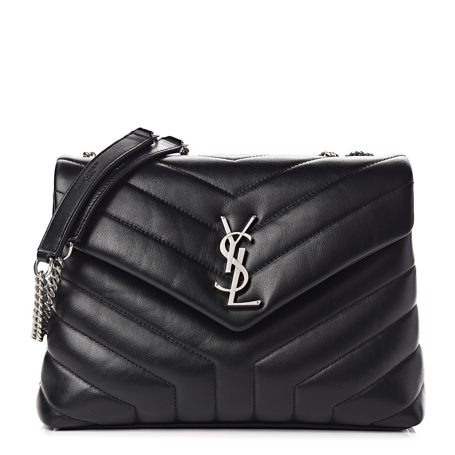 Saint Laurent Calfskin Y Quilted Monogram Small Loulou Chain Satchel Black 1 of 11