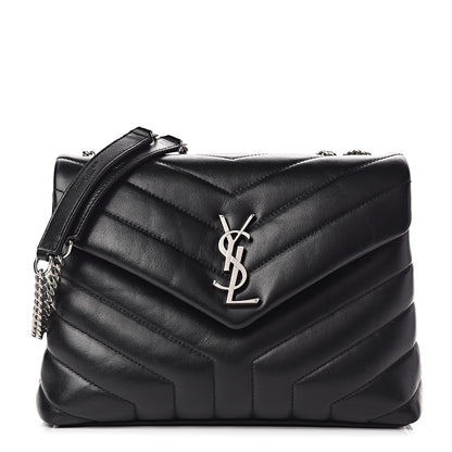 Saint Laurent Calfskin Y Quilted Monogram Small Loulou Chain Satchel Black 1 of 11