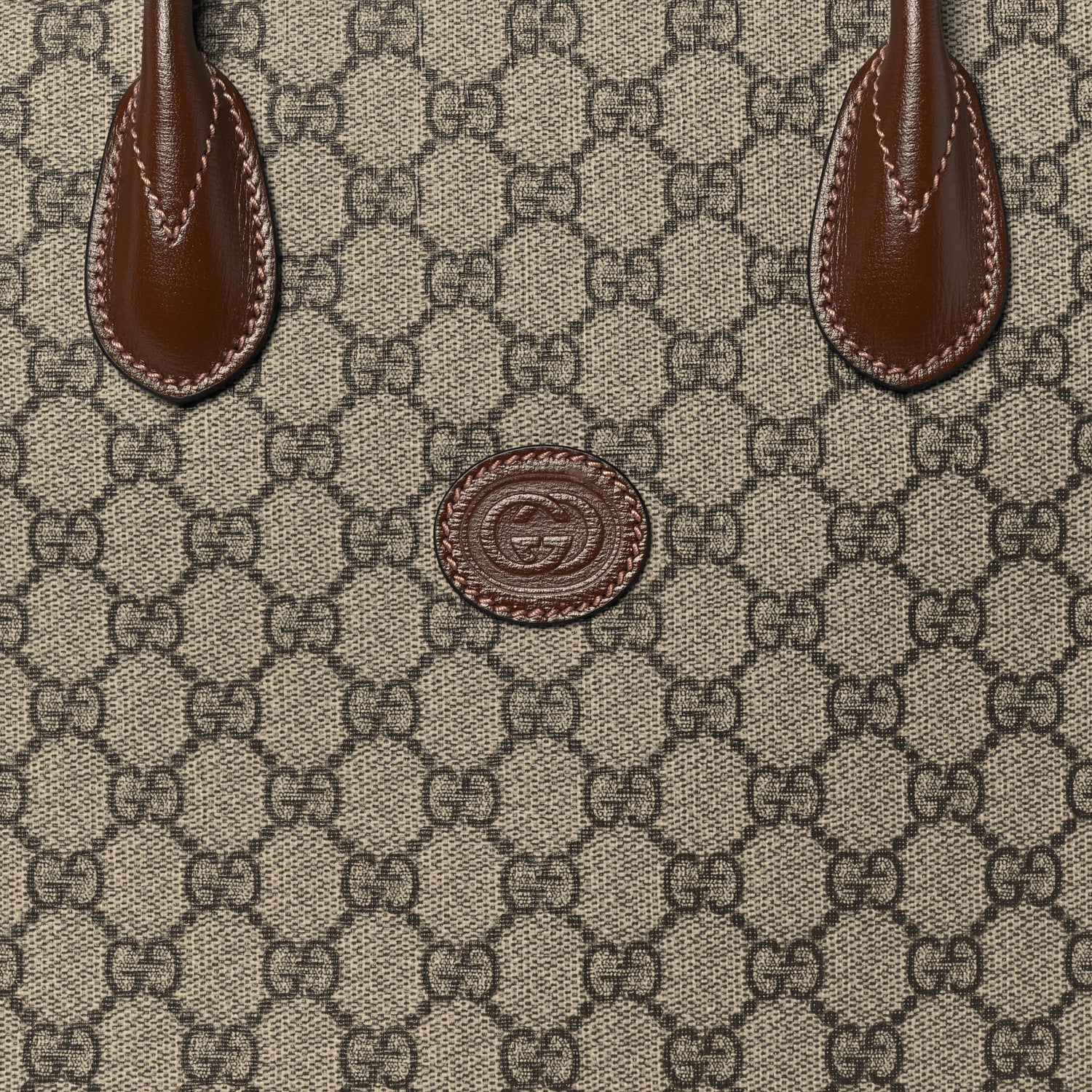 Gucci GG Supreme Monogram Azalea Calfskin Medium Retro Interlocking G Tote Bag Beige Ebony Brown Sugar 8 of 14