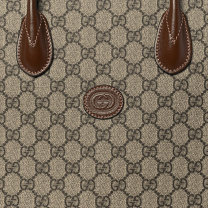 Gucci GG Supreme Monogram Azalea Calfskin Medium Retro Interlocking G Tote Bag Beige Ebony Brown Sugar 8 of 14