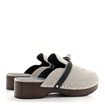 Hermes H Canvas Calfskin Carlotta Mules 36 Prunoir Black 4 of 10