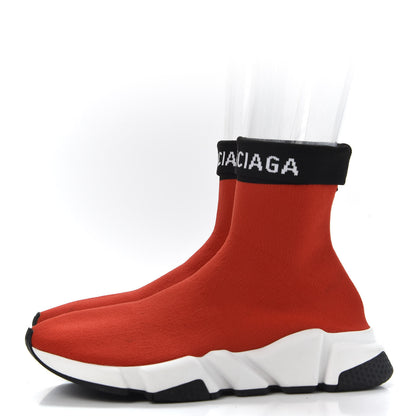 Balenciaga Neoprene Knit Mens Speed Cuffed Sneakers 39 Red Black White 3 of 12