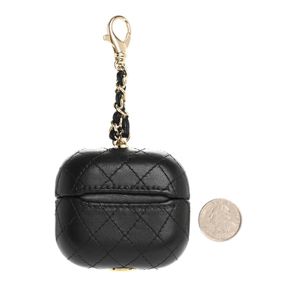 Chanel Lambskin Quilted Airpods Pro Case With Chain Black 2 of 8