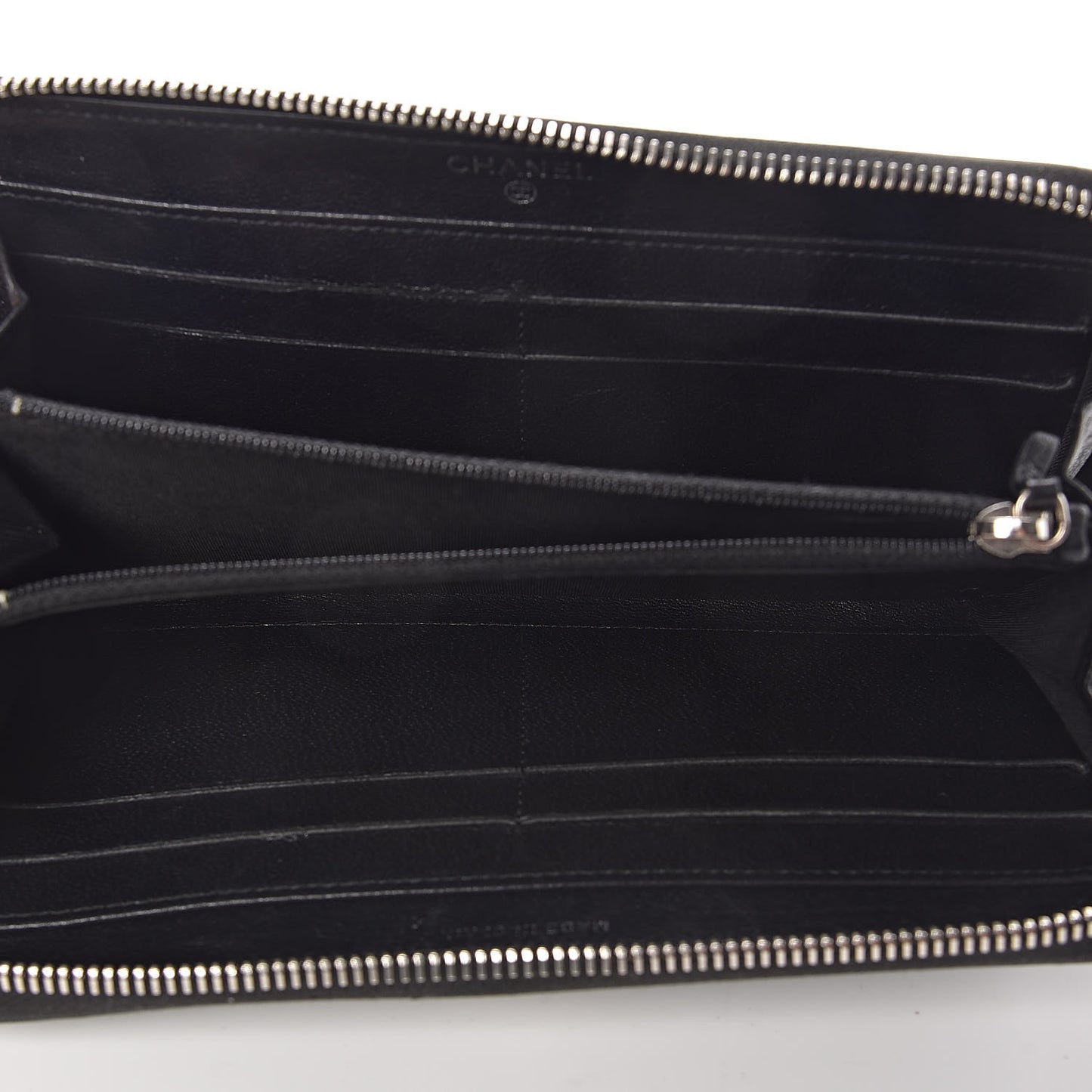 Sheepskin Quilted Large Gusset Mademoiselle Vintage Zip Around Wallet Black