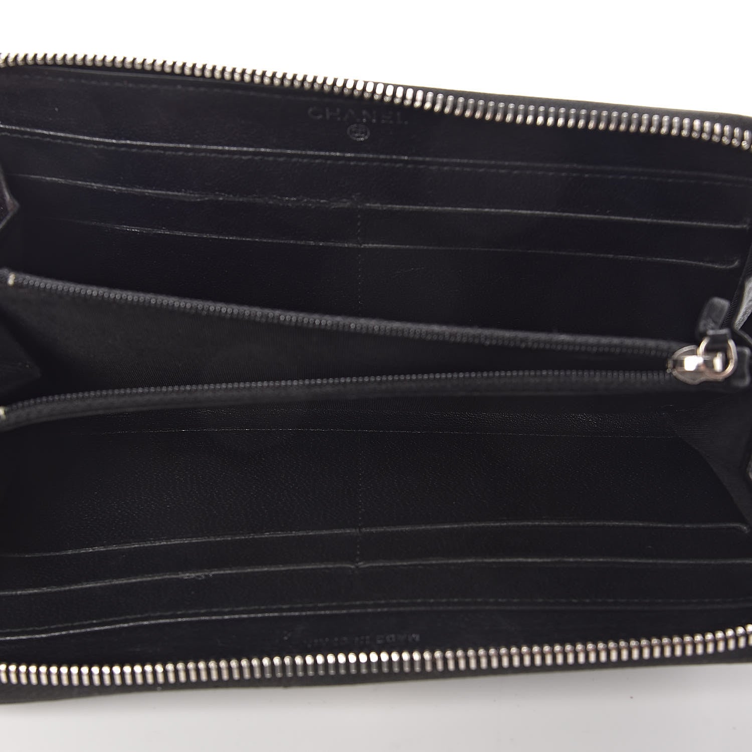 Chanel Sheepskin Quilted Large Gusset Mademoiselle Vintage Zip Around Wallet Black 7 of 11