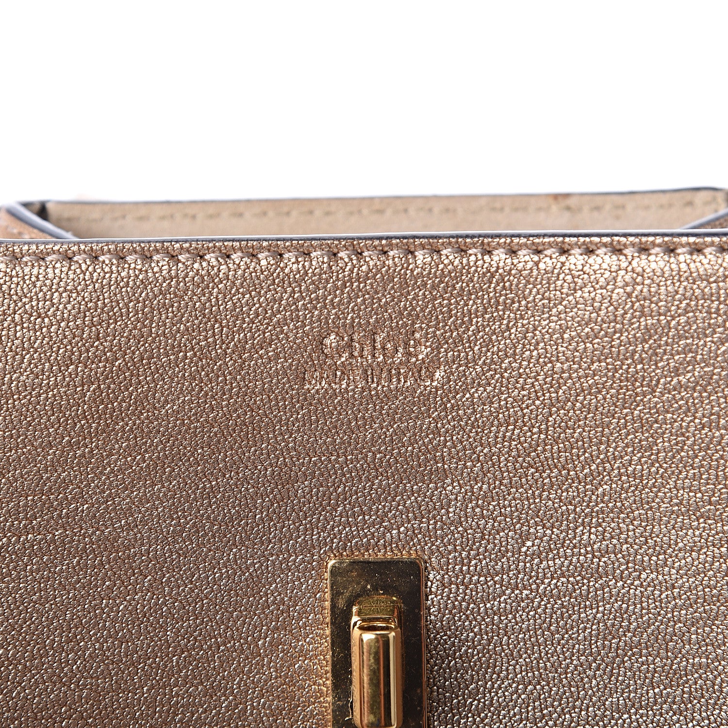 Chloe Metallic Goatskin Nano Drew Shoulder Bag Abstract Gold 5 of 7