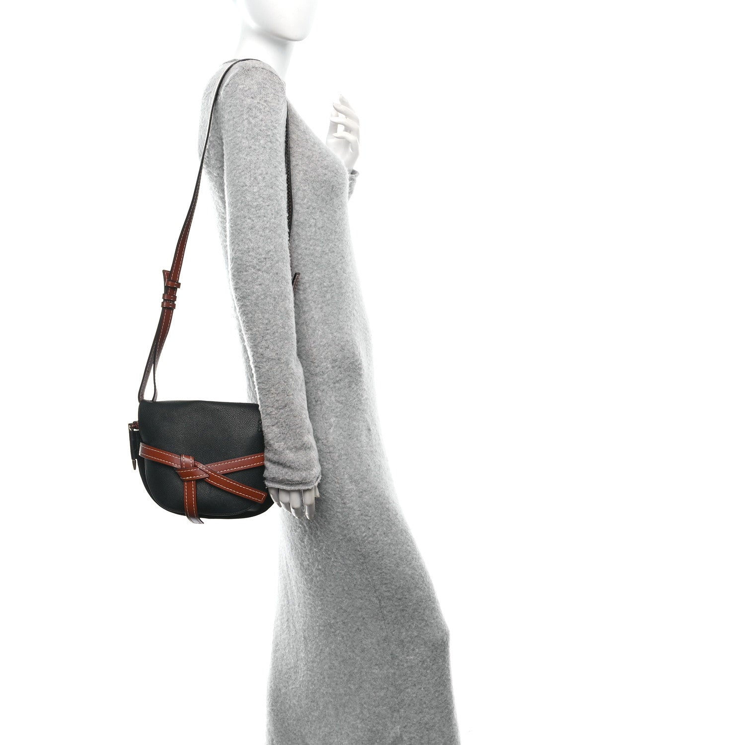 Loewe Grained Calfskin Small Gate Crossbody Bag Pecan Black 2 of 10