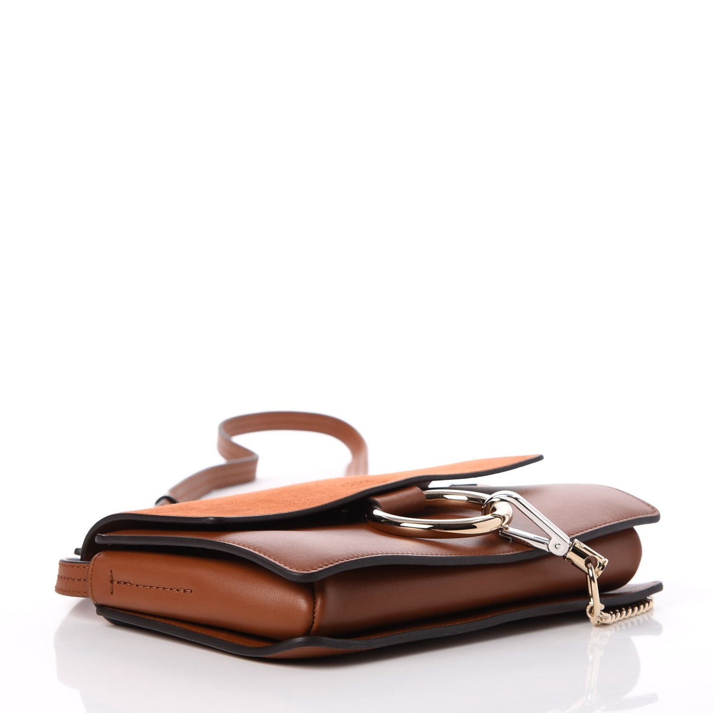 Suede Calfskin Small Faye Shoulder Bag Tobacco