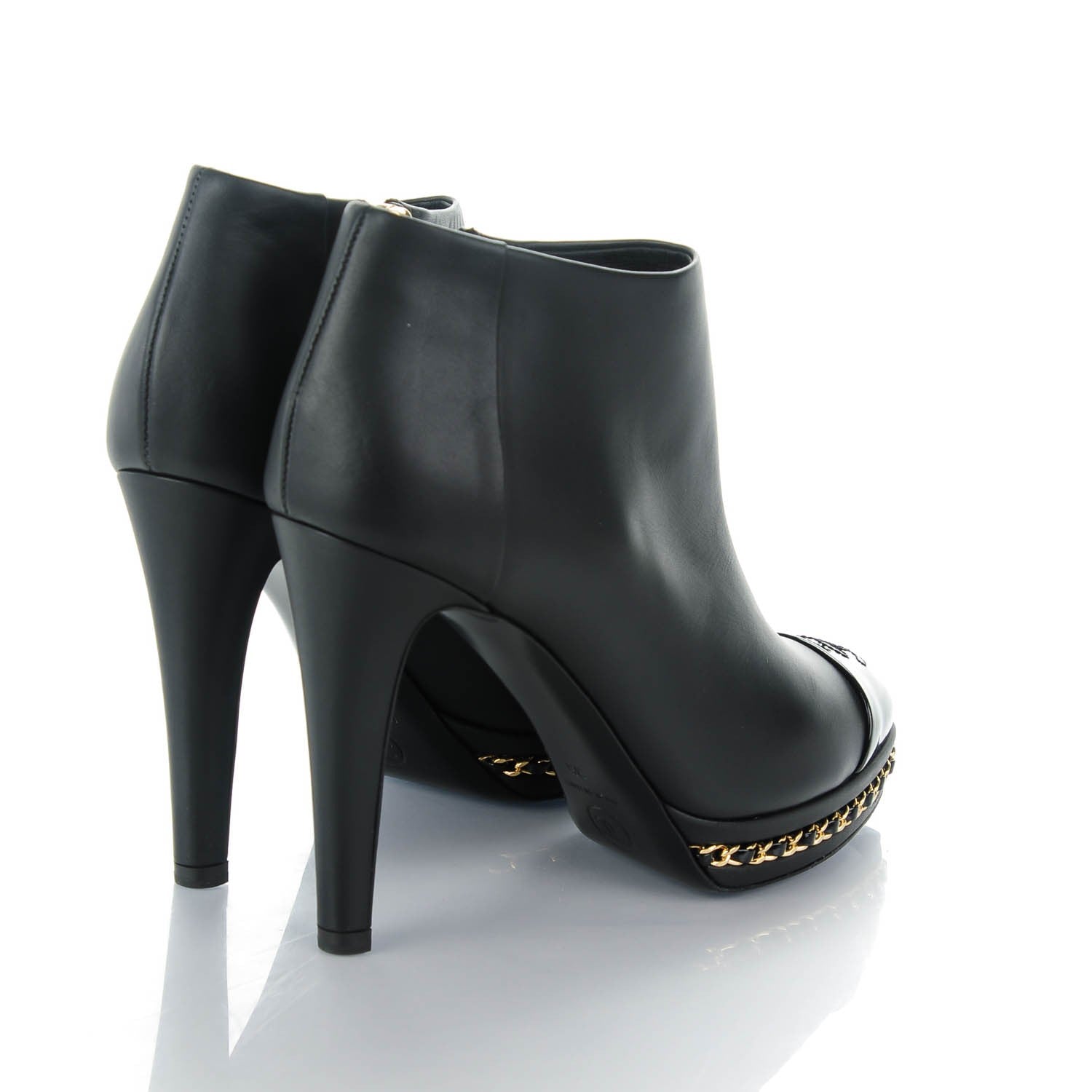 Chanel Lambskin Platform Chain Ankle Boots 35 Black 4 of 9