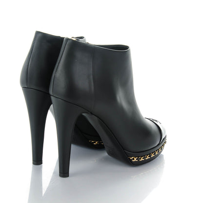 Chanel Lambskin Platform Chain Ankle Boots 35 Black 4 of 9