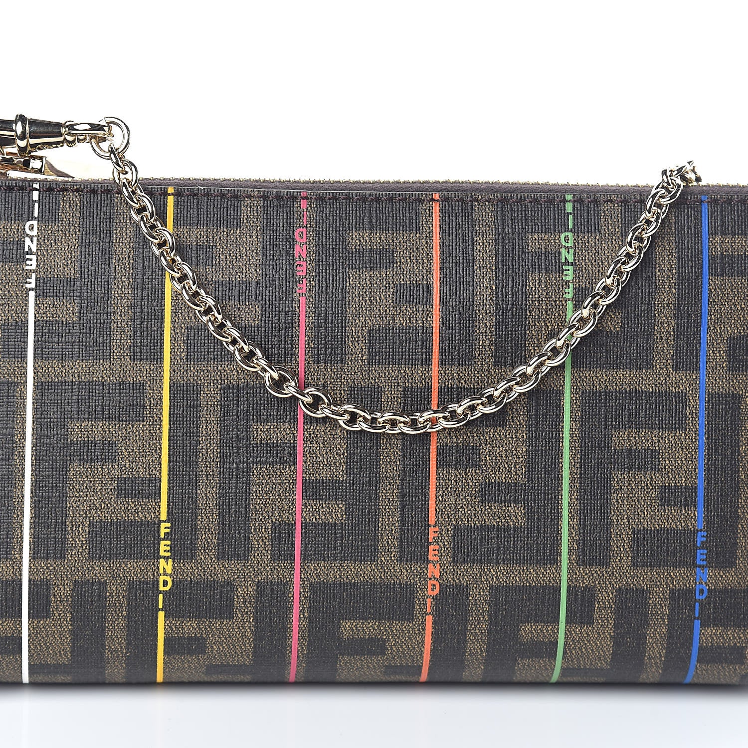 Fendi Zucca Spalmati Striped Pochette Tobacco Multicolor 7 of 9