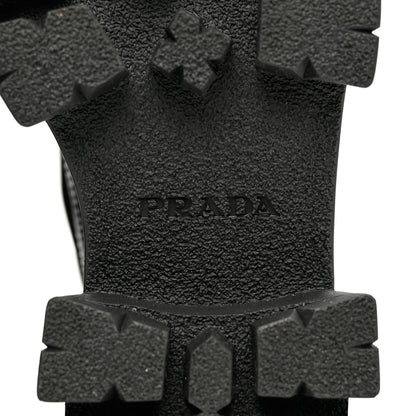 Prada Spazzolato Rois Nylon Metal Triangle Logo Monolith Pouch Pocket 55mm Boots 38 Black 7 of 9