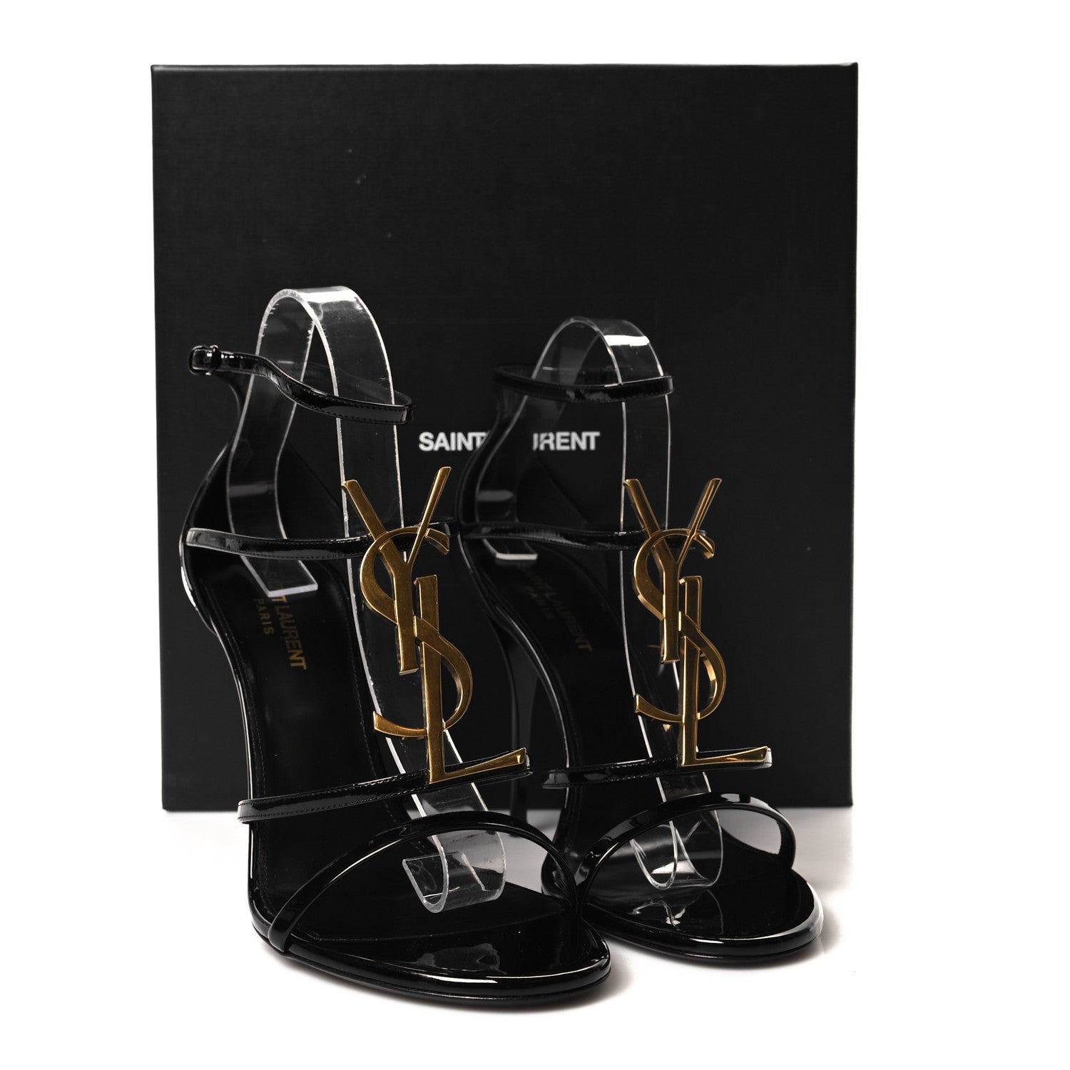 Saint Laurent Patent Cassandra 100 Ankle Strap Sandals 40.5 Black 9 of 9