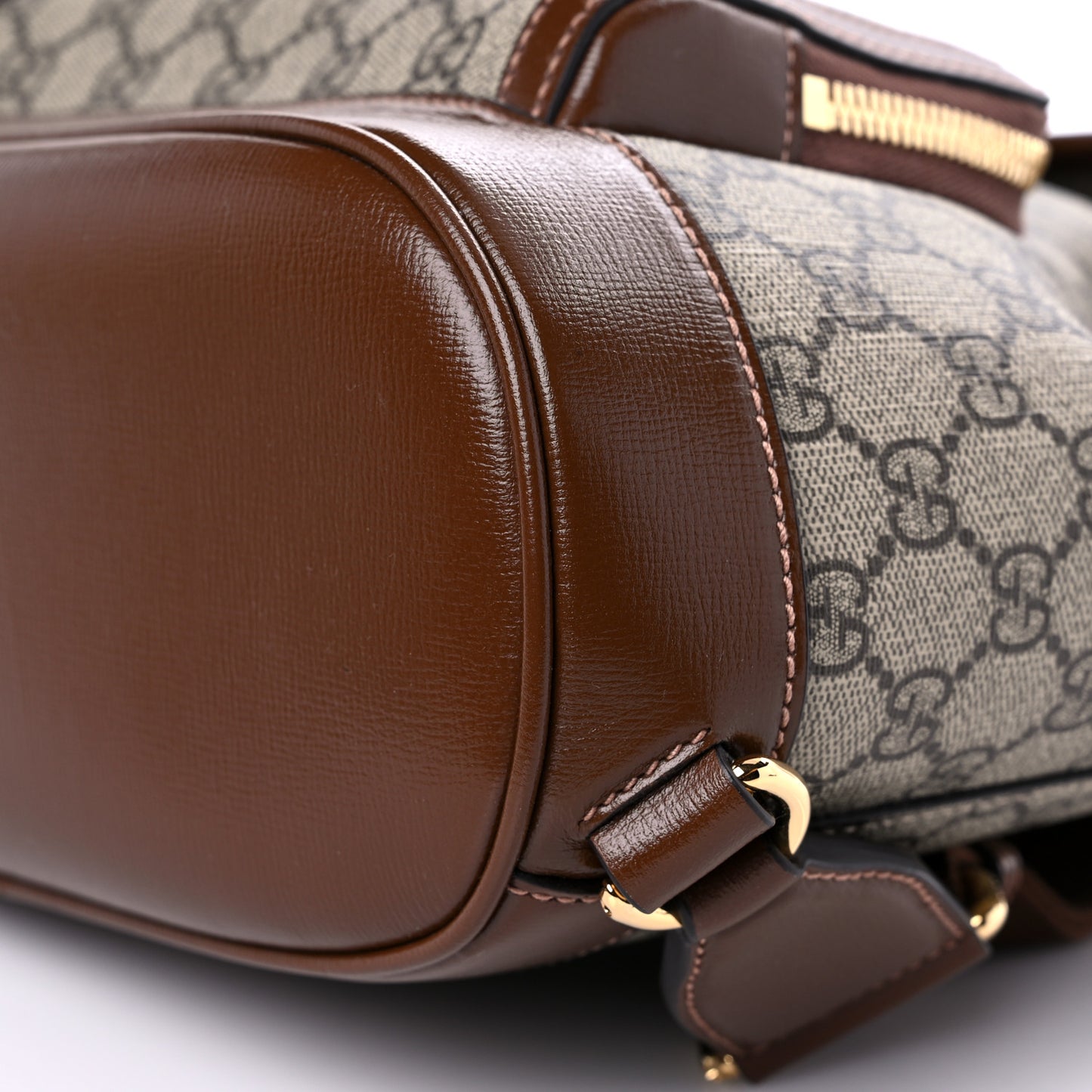 GG Supreme Monogram Azalea Calfskin Retro Interlocking G Buckle Backpack Beige Ebony Brown Sugar