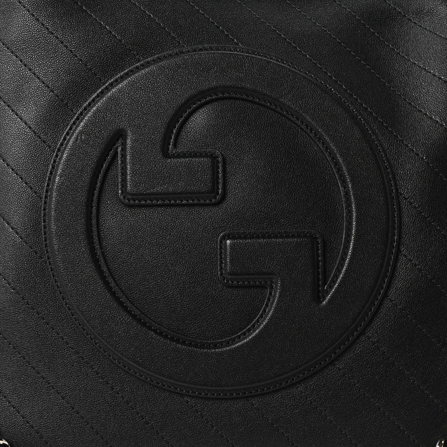 Gucci Sakai Be Green Calfskin Diagonal Stitched Medium Blondie Tote Black 8 of 10